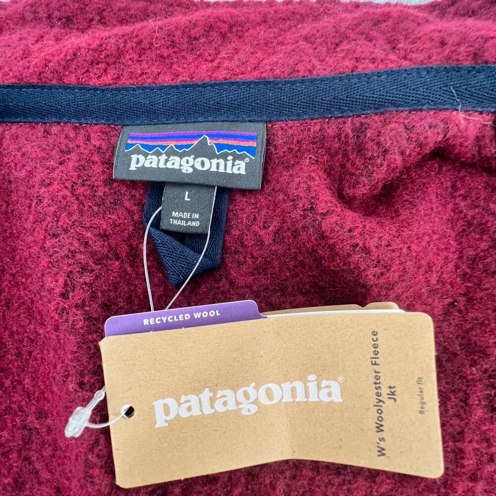 Patagonia Woolyester Fleece Jacket Women L Oxide Red Recycled Wool Worn Wear NEW - Picture 3 of 10